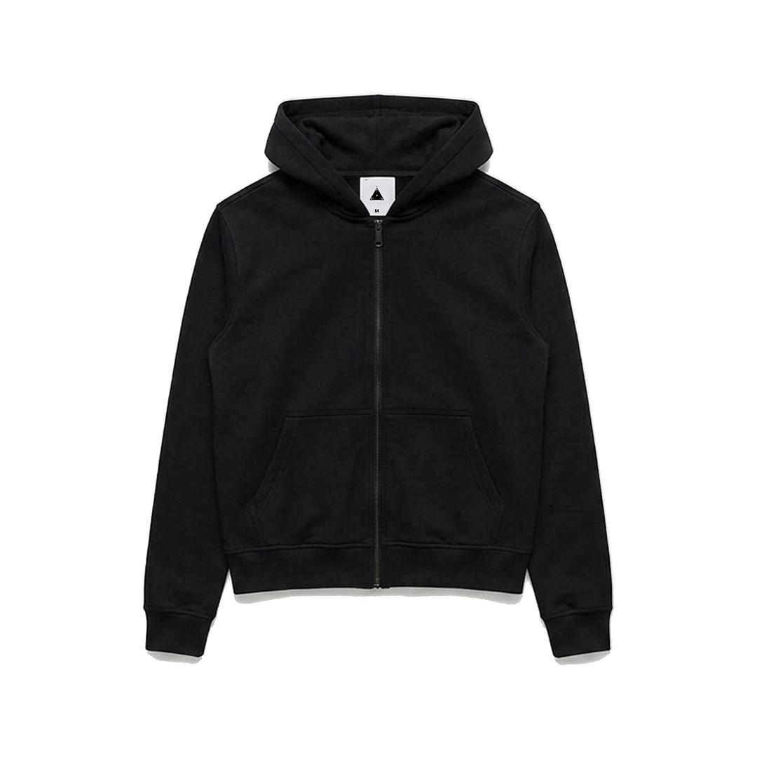 Unbranded GSM Black Zip-Up Hoodie (Slim Fit, Standard Shoulder Design)