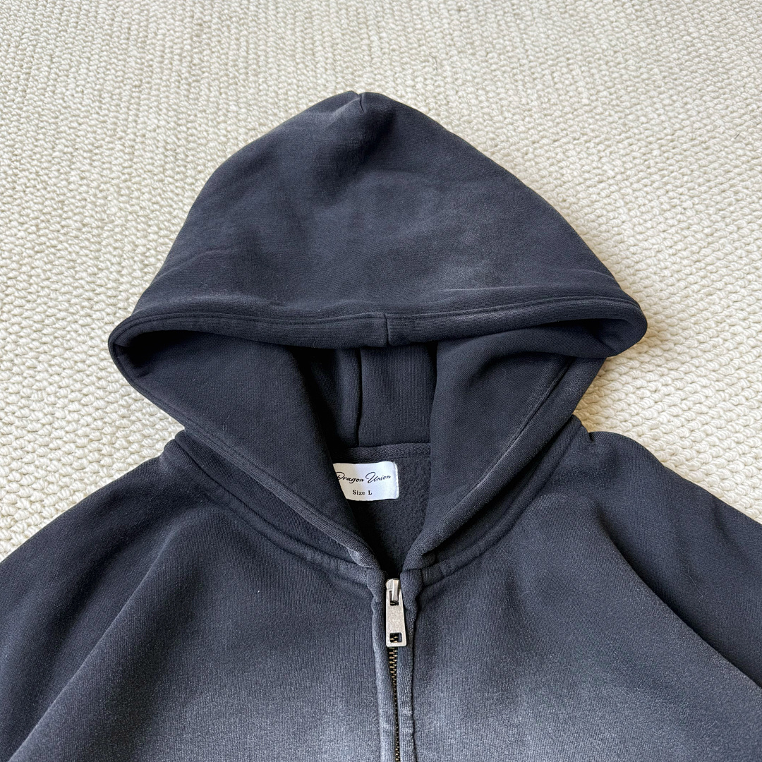 Dragon Union Dragonunion Dirty Fit Zip Hoodie (Black) - Image 4