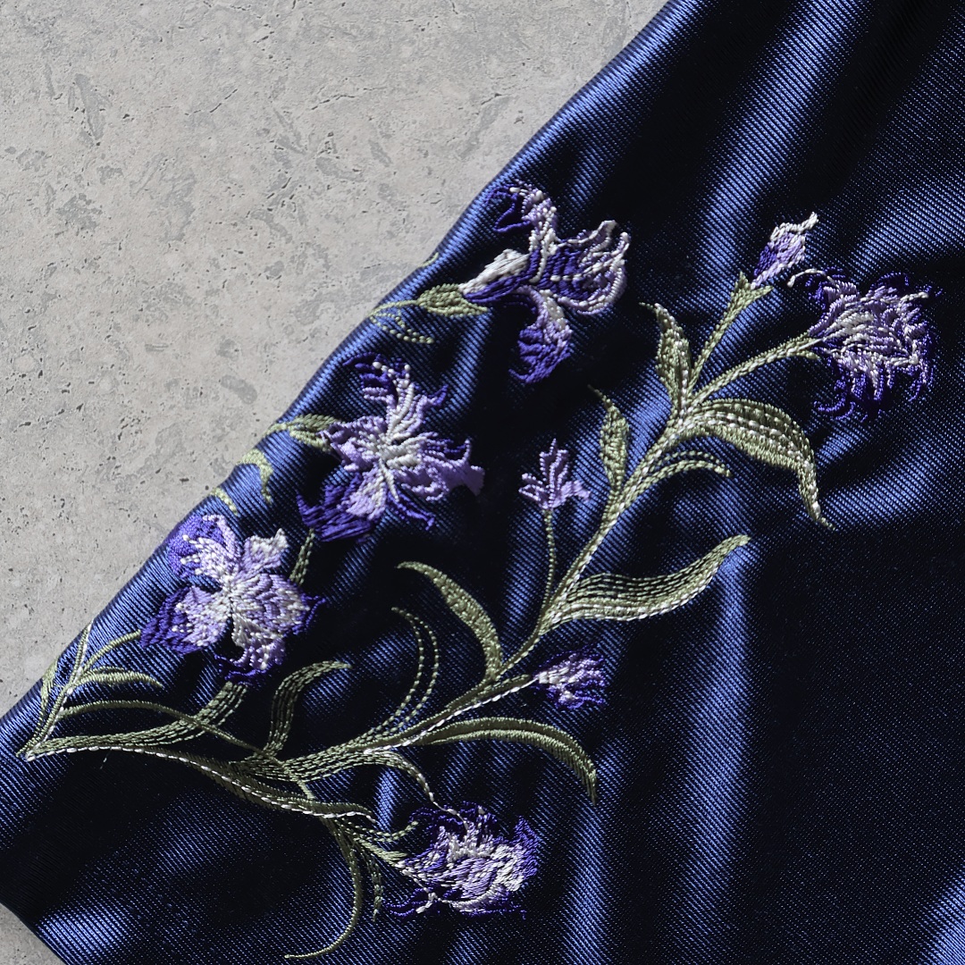 Unbranded "Night Garden" Heavy Embroidery Satin Jersey - Image 11