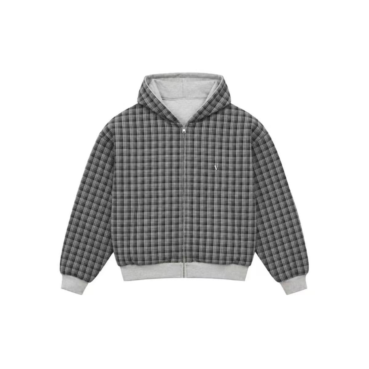 VRK Reversible Plaid Zip-Hoodie V2 (Light Grey/Slate Grey) - Image 7