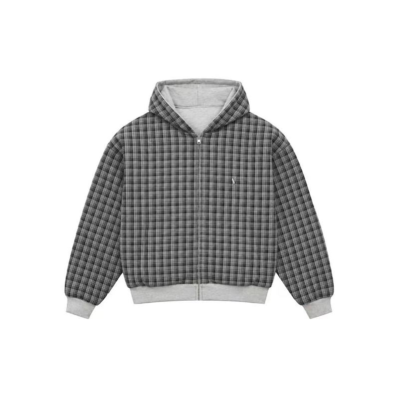VRK Reversible Plaid Zip-Hoodie V2 (Light Grey/Slate Grey)