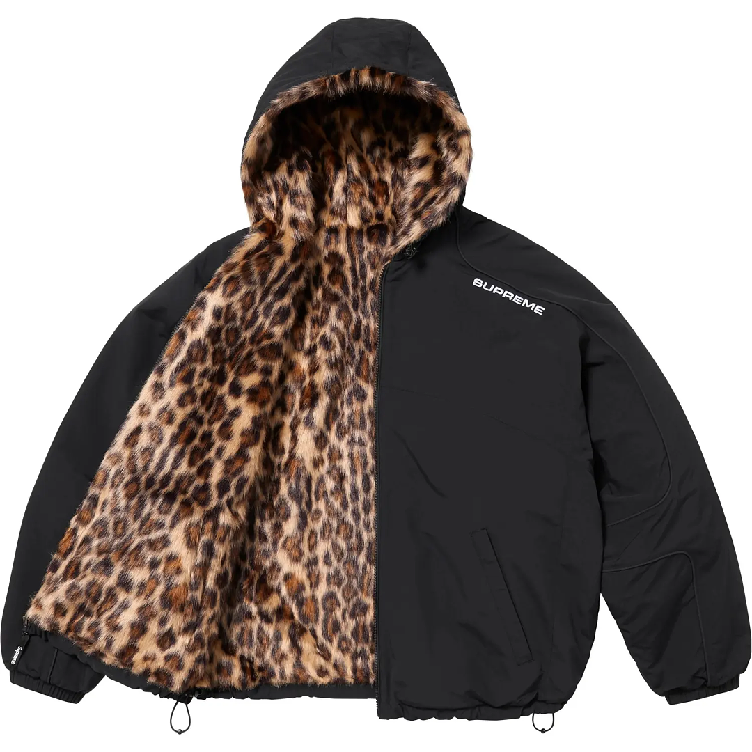 Supreme Faux Fur Reversible Hooded Track Jacket (Black)