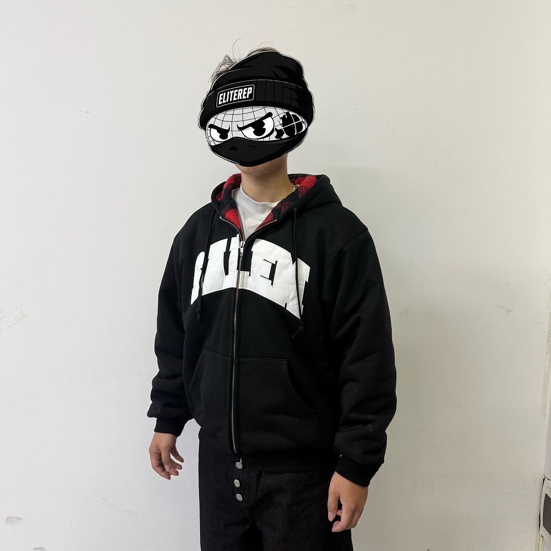 Supreme /SALEM Zip Up Hooded Sweatshirt (Black) - Image 4