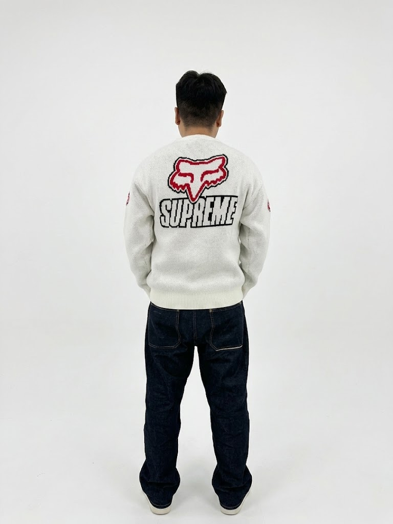 Supreme × Fox Racing FW25 WEEK9 Sweater (White) - Image 3