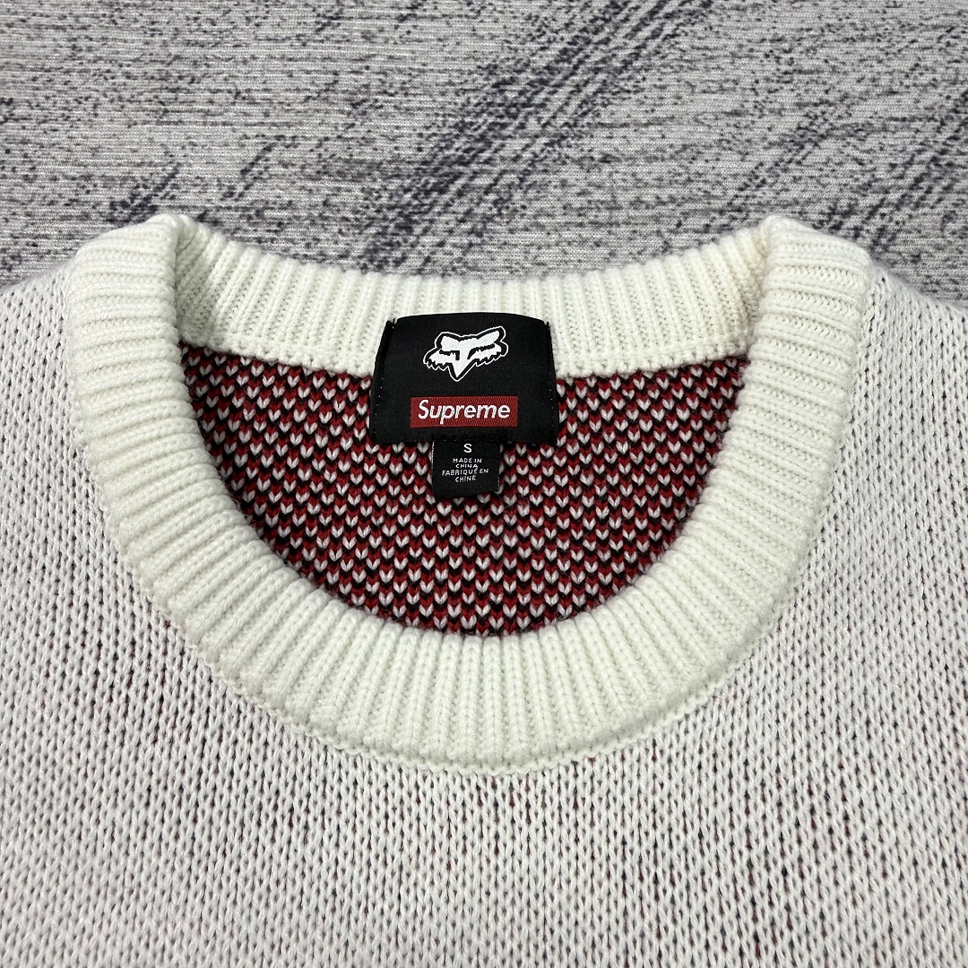 Supreme × Fox Racing FW25 WEEK9 Sweater (White) - Image 6