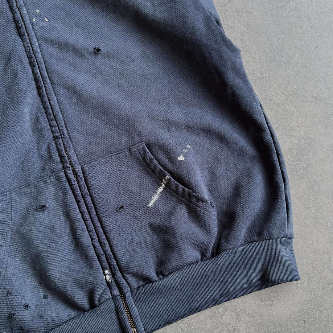SOLVA "Atelier Destroy" Hand-Drawing Washed Zip Hoodie (Navy) - Image 8