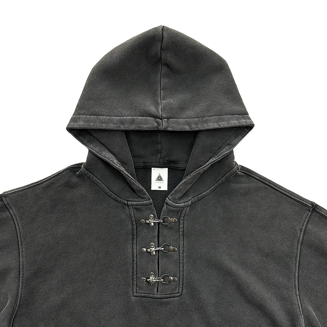 Unbranded 520GSM "Washed Black" Boxy Hoodie (With Lobster Clasp Detail) - Image 6