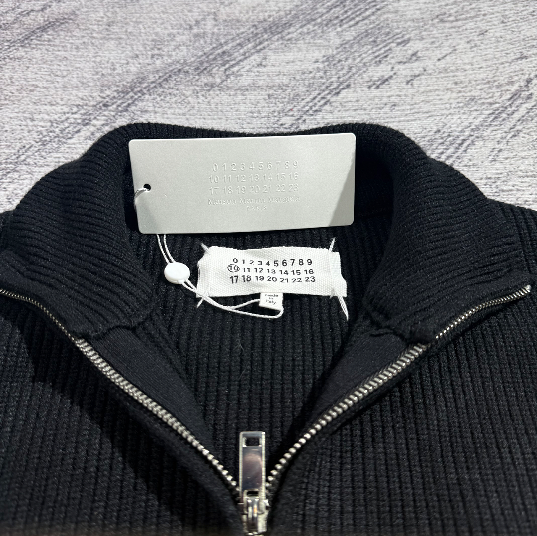 Maison Margiela Martin Margiela Black Wool Trucker Zip Sweater - Image 12