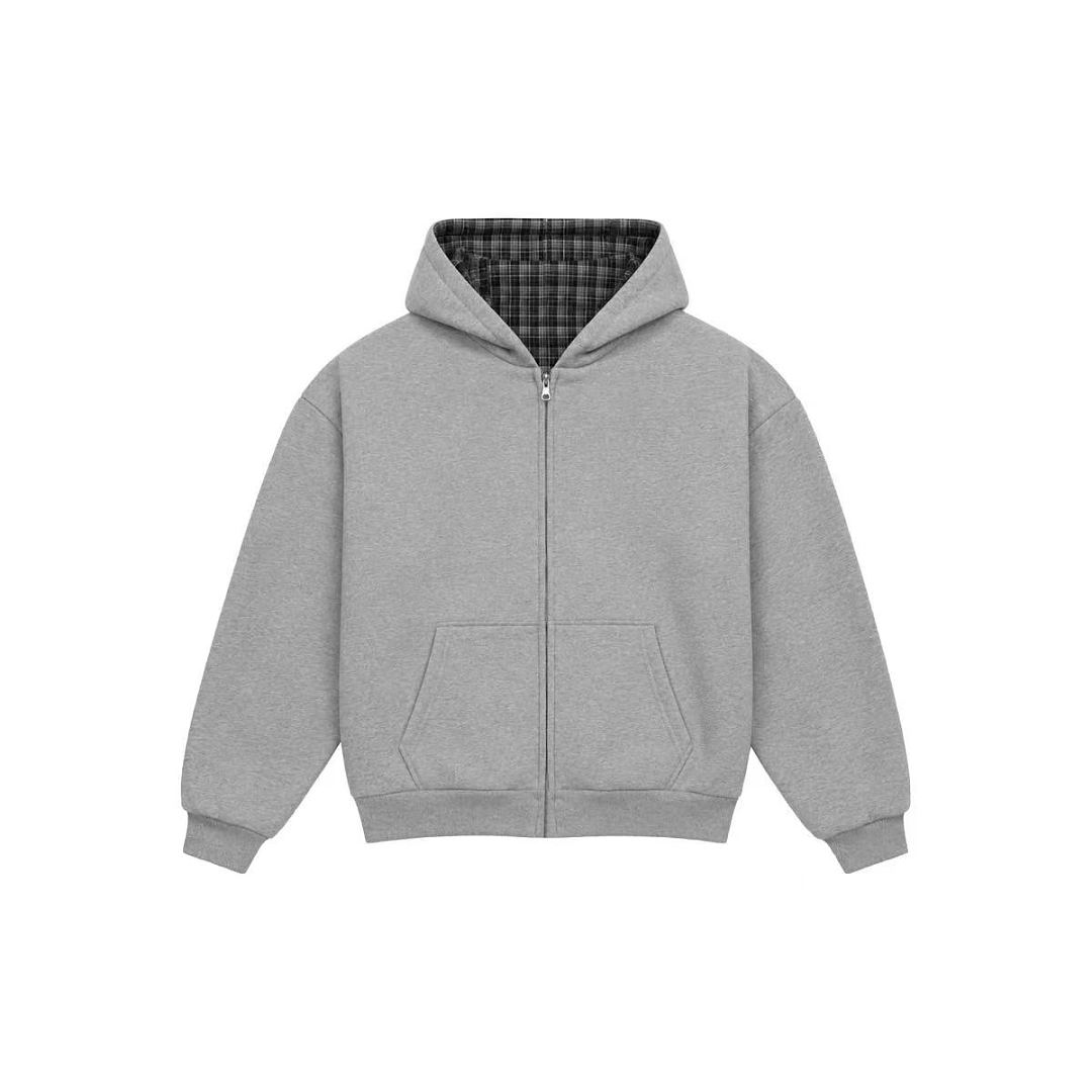 VRROCK VRK Reversible Plaid Zip-Hoodie V2 (Dark Grey/Charcoal) - Image 4