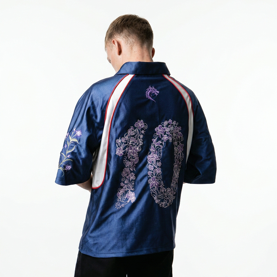Unbranded "Night Garden" Heavy Embroidery Satin Jersey - Image 5