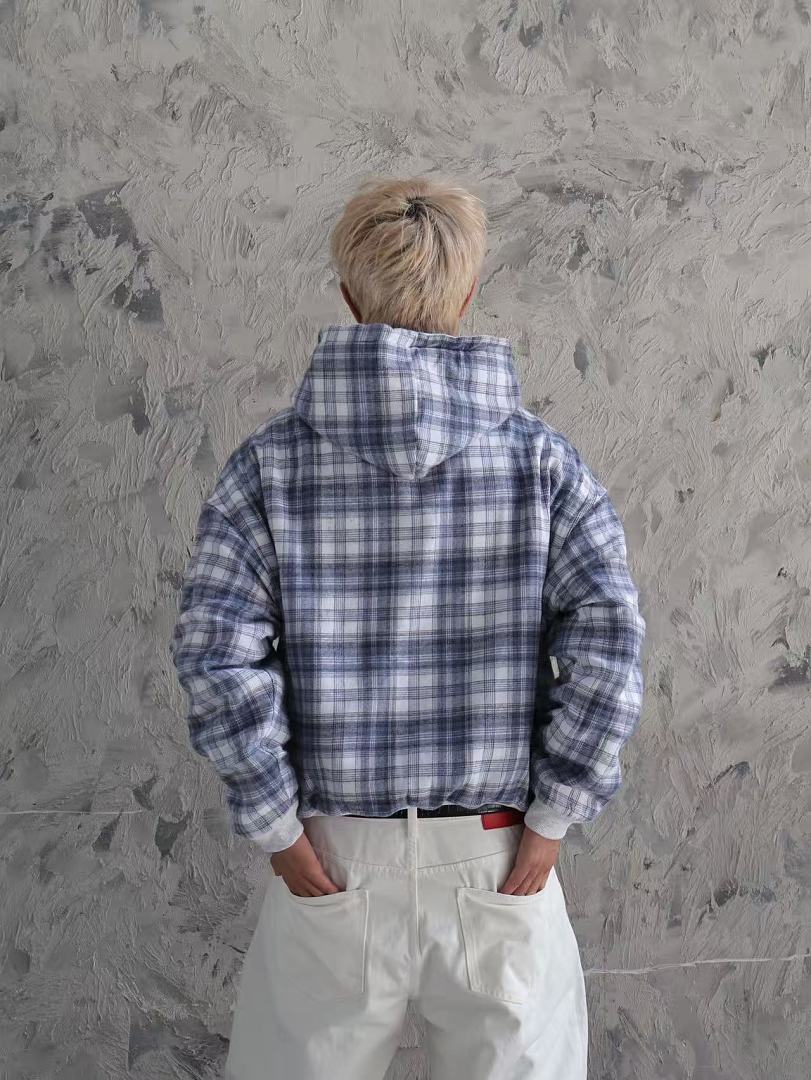 VRROCK VRK Reversible Plaid Zip-Hoodie V2 (Light Grey/Blue) - Image 2