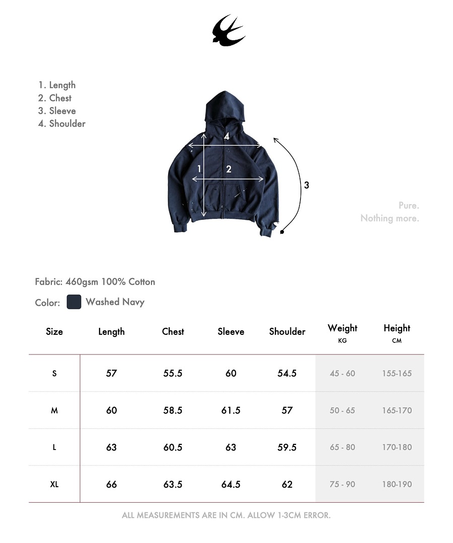 SOLVA "Atelier Destroy" Hand-Drawing Washed Zip Hoodie (Navy) - Image 2