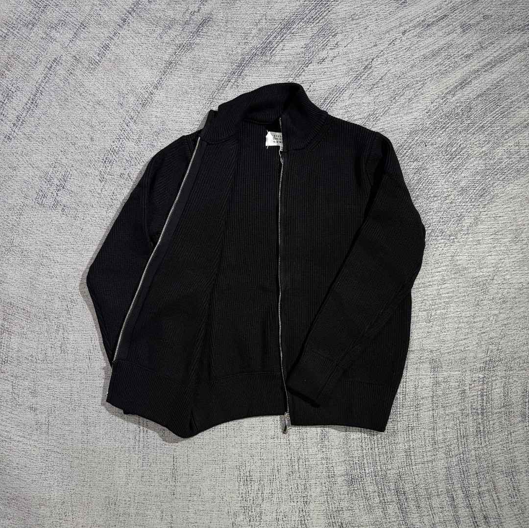 Maison Margiela Martin Margiela Black Wool Trucker Zip Sweater - Image 9
