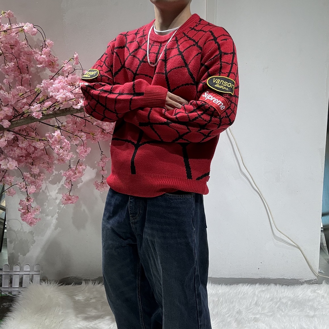 Supreme Spiderman Knit Sweater (Red) - Image 4