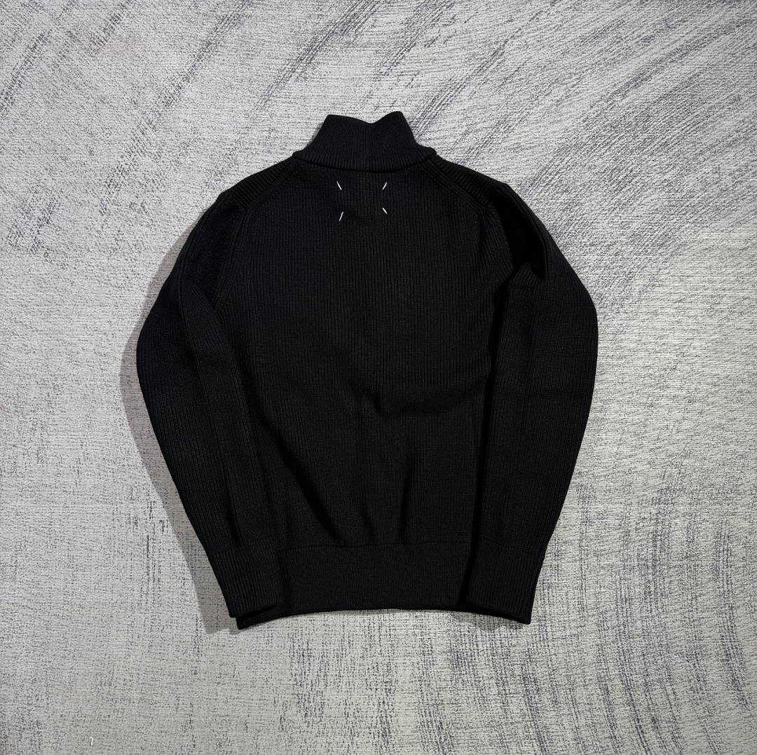 Maison Margiela Martin Margiela Black Wool Trucker Zip Sweater - Image 6