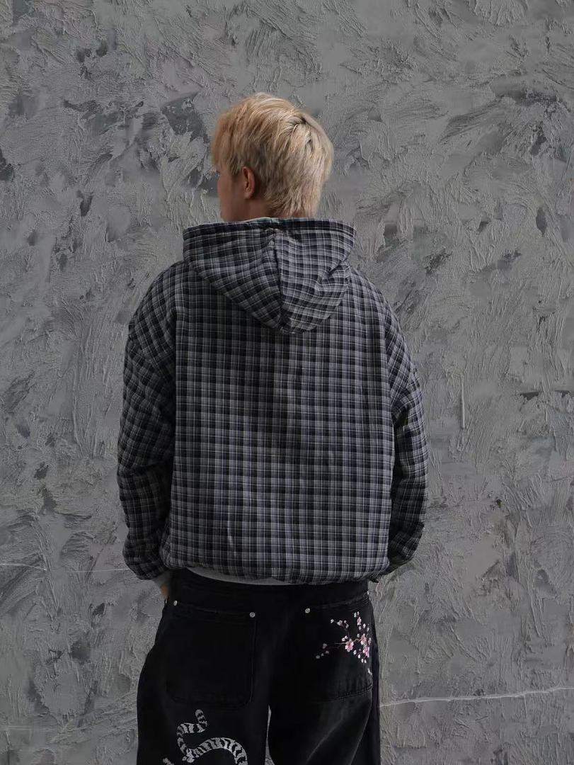 VRROCK VRK Reversible Plaid Zip-Hoodie V2 (Dark Grey/Charcoal) - Image 2