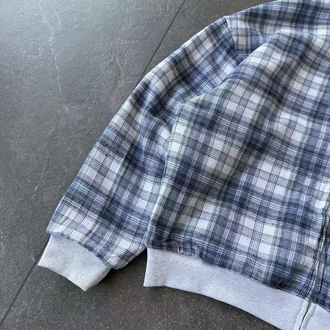 VRROCK VRK Reversible Plaid Zip-Hoodie V2 (Light Grey/Blue) - Image 4