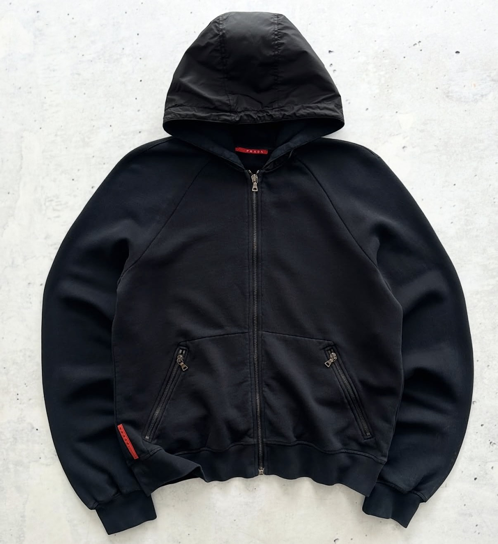 Prada Linea Rossa Cotton And Nylon Zip-Up Hoodie