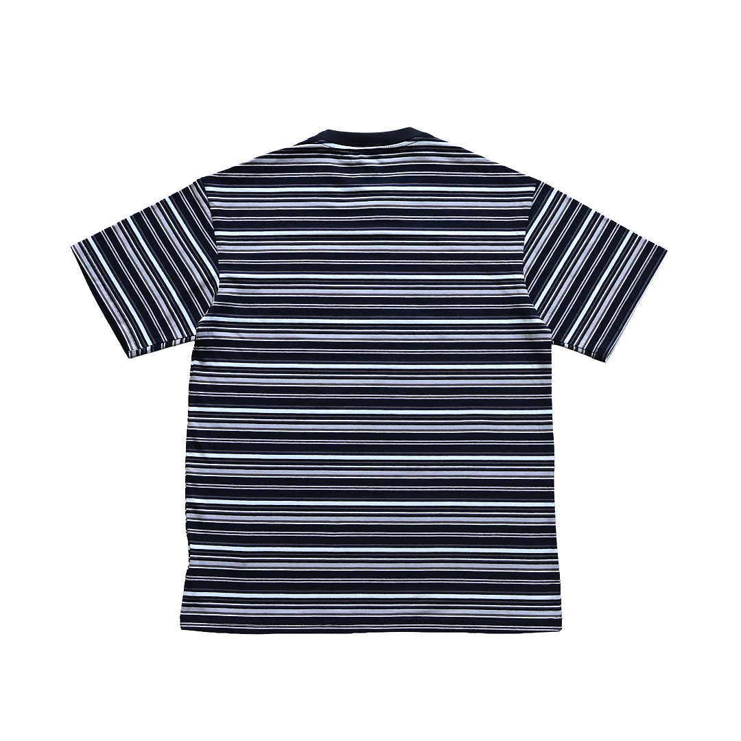 Unbranded Embroidered Bear Pocket Stripe Tee (Black) - Image 3