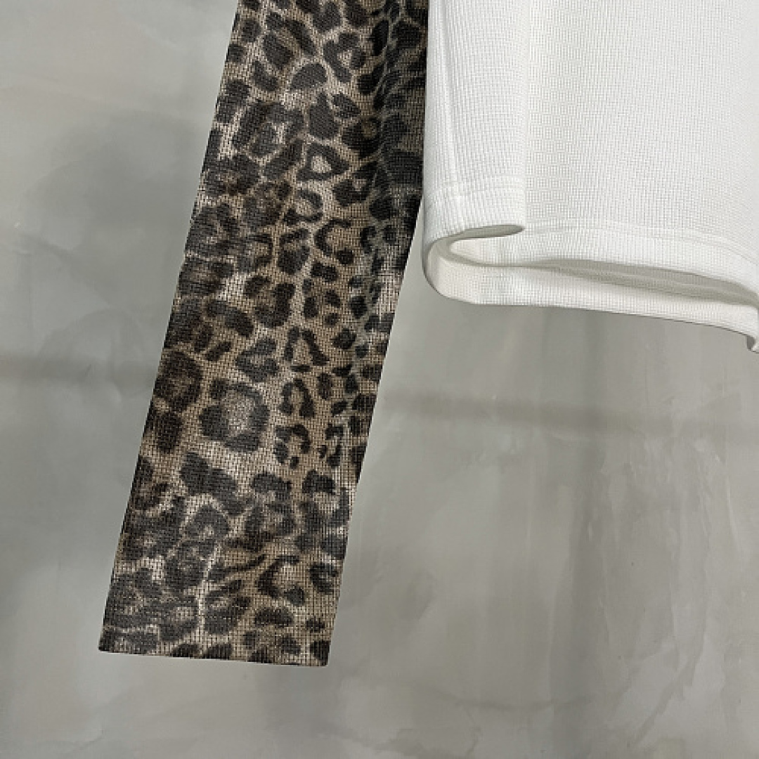Unbranded 205GSM Brown Leopard Print Long-Sleeve Slim-Fit Cropped Top - Image 8