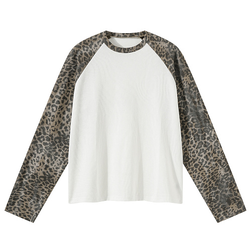 Unbranded 205GSM Brown Leopard Print Long-Sleeve Slim-Fit Cropped Top - Image 9
