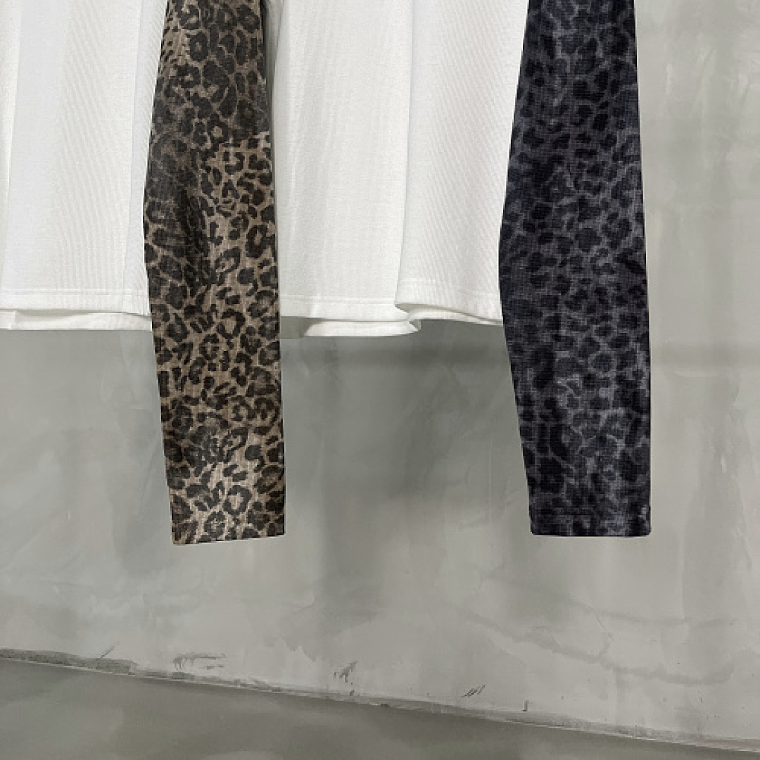 Unbranded 205GSM Grey Leopard Print Long-Sleeve Slim-Fit Cropped Top - Image 11