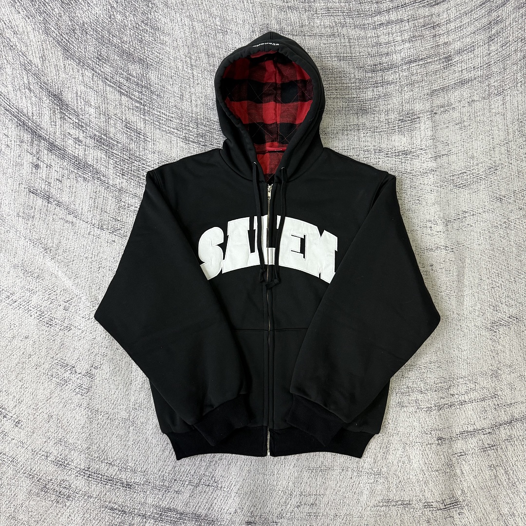 Supreme /SALEM Zip Up Hooded Sweatshirt (Black) - Image 7