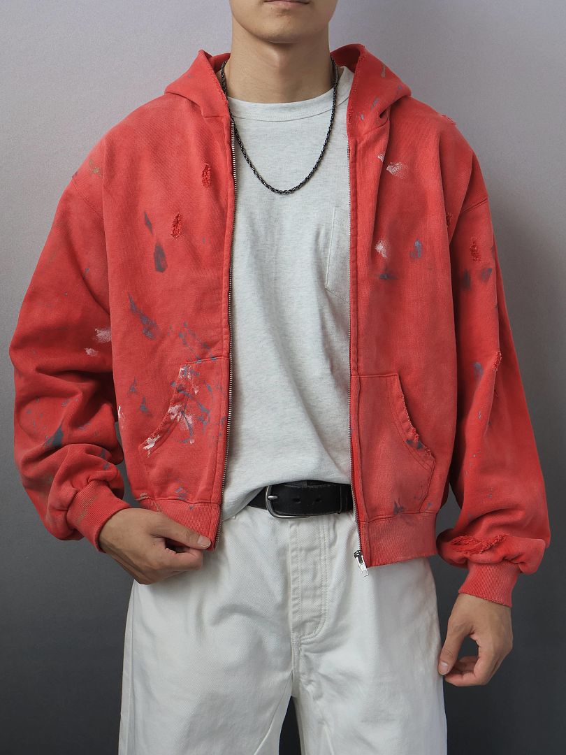 SOLVA "Atelier Destroy" Hand-Drawing Washed Zip Hoodie - Image 6