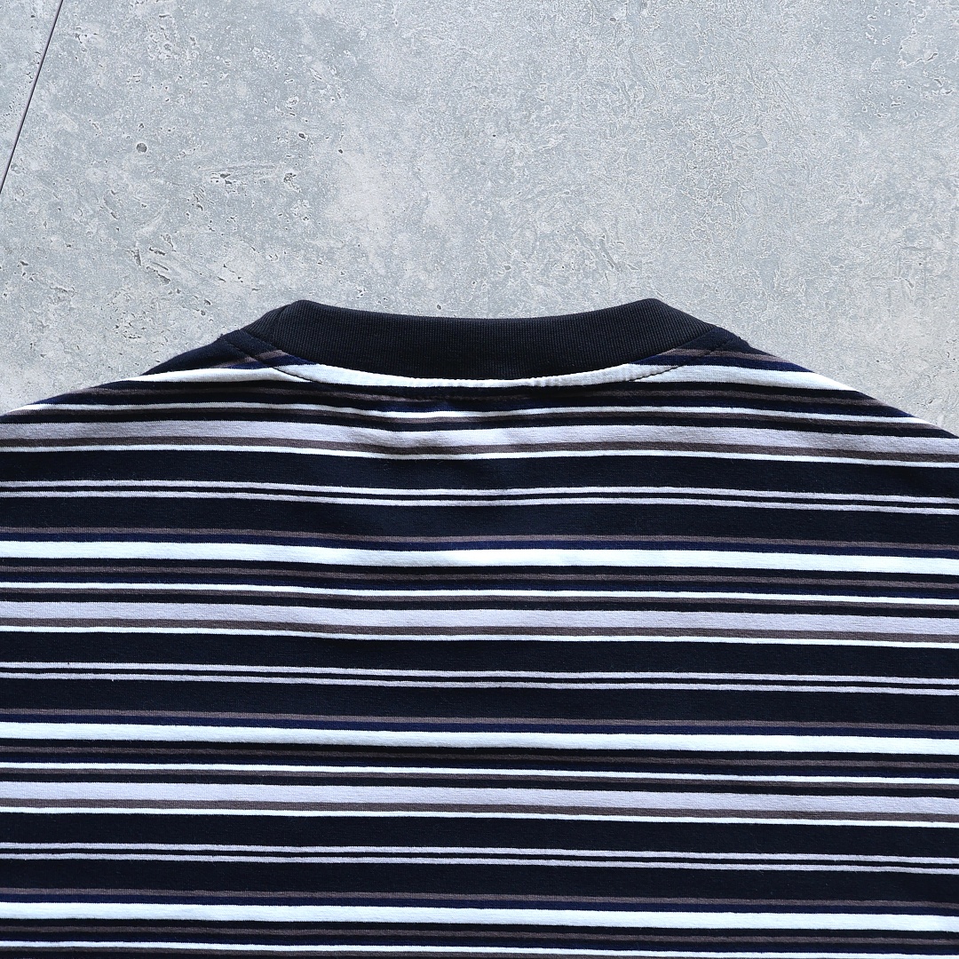 Unbranded Embroidered Bear Pocket Stripe Tee (Black) - Image 6