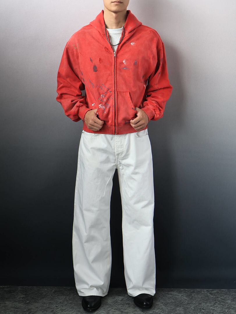 SOLVA "Atelier Destroy" Hand-Drawing Washed Zip Hoodie - Image 4