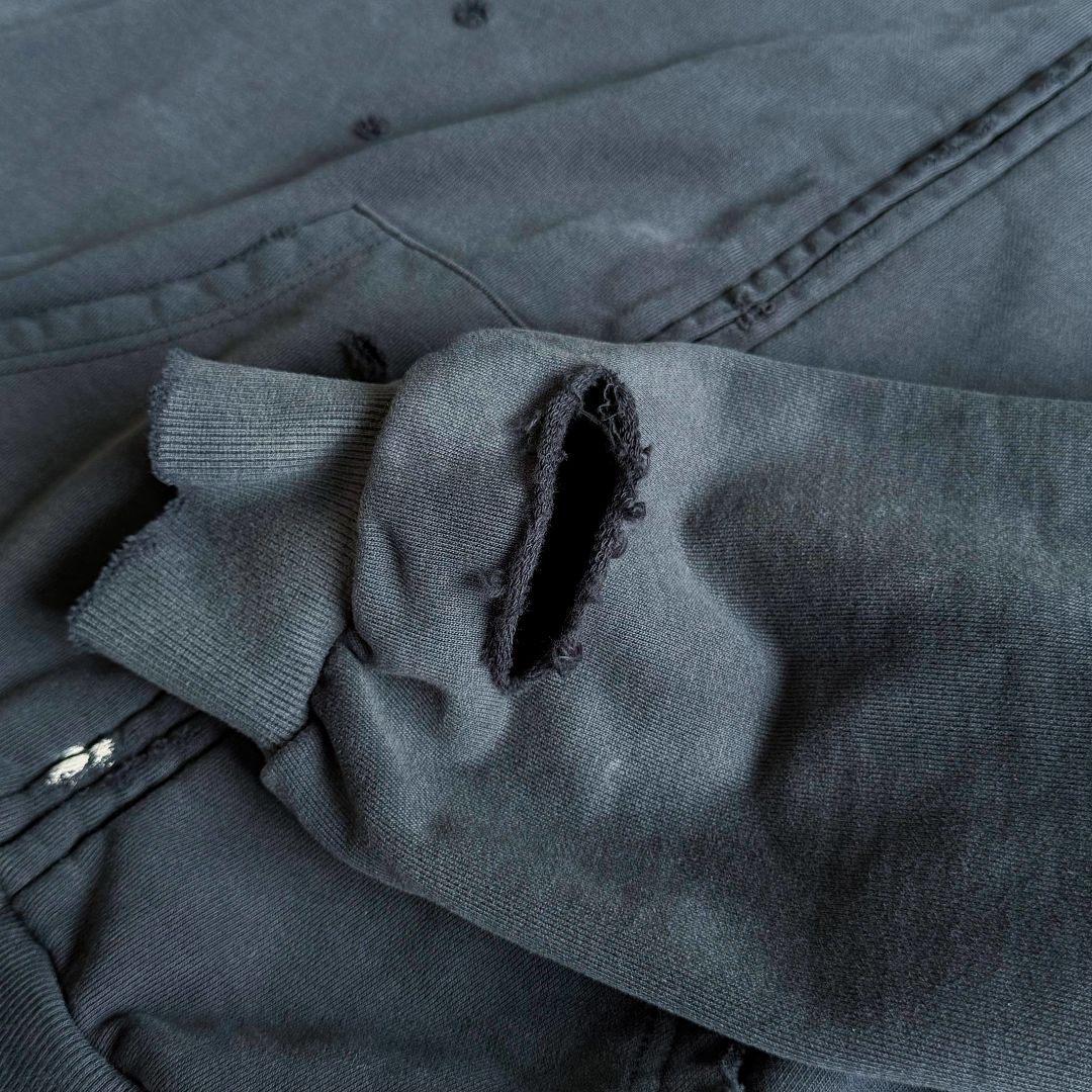 SOLVA "Atelier Destroy" Hand-Drawing Washed Zip Hoodie (Navy) - Image 6