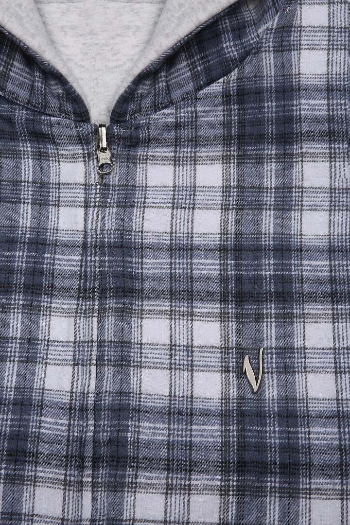 VRROCK VRK Reversible Plaid Zip-Hoodie V2 (Light Grey/Blue) - Image 5