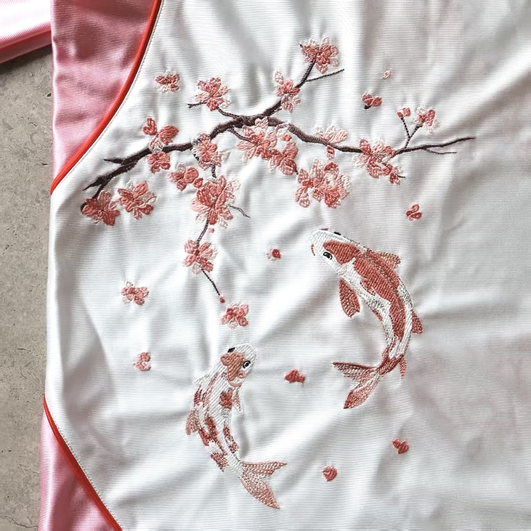 Unbranded "Hanami" Heavy Embroidery Satin Jersey - Image 6