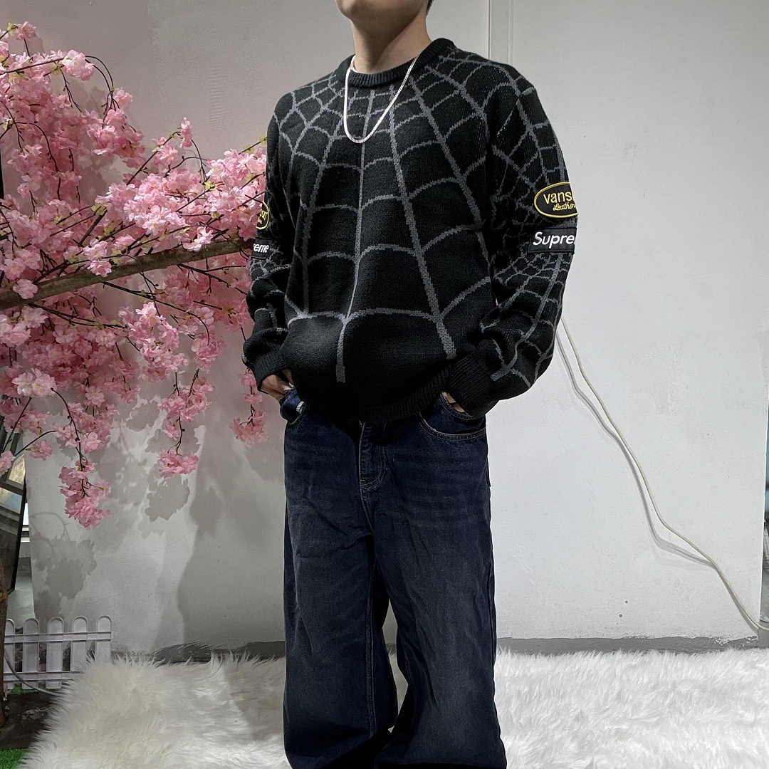 Supreme Spiderman Knit Sweater (Black) - Image 5