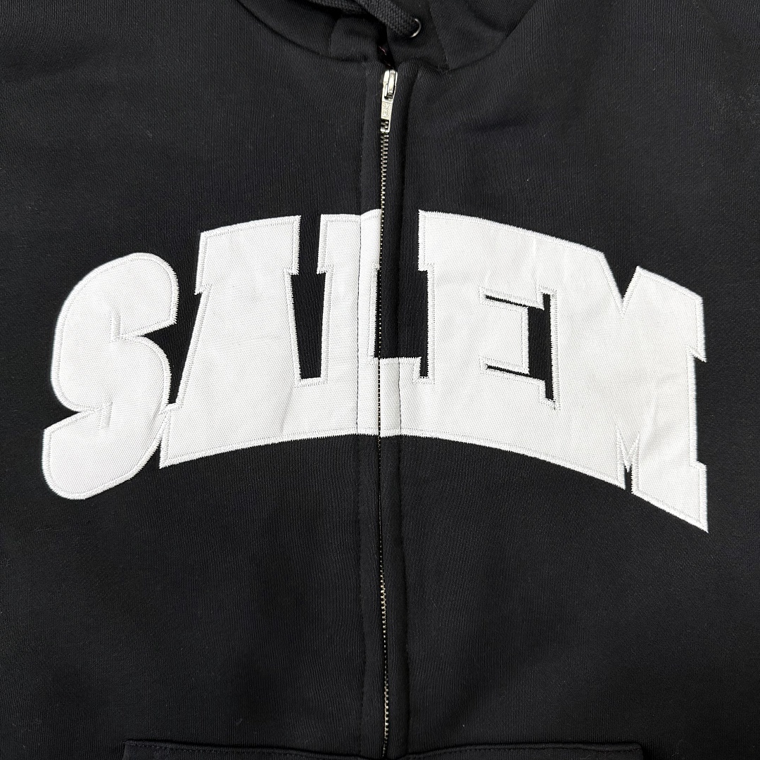 Supreme /SALEM Zip Up Hooded Sweatshirt (Black) - Image 12