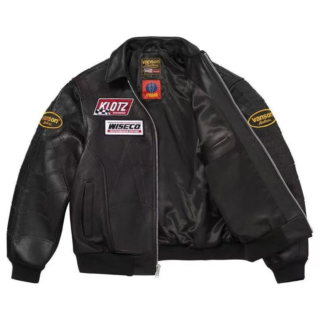 Sp5der Real Leather Jacket (Black) - Image 3