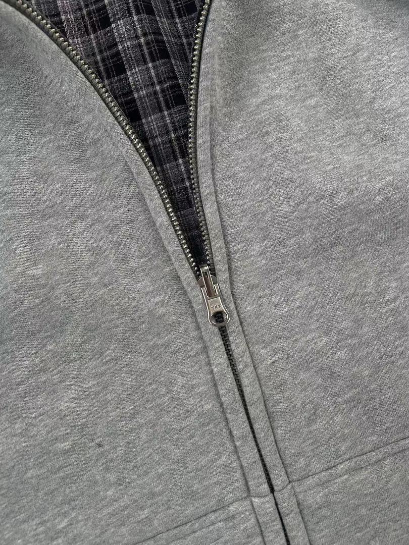 VRROCK VRK Reversible Plaid Zip-Hoodie V2 (Dark Grey/Charcoal) - Image 6
