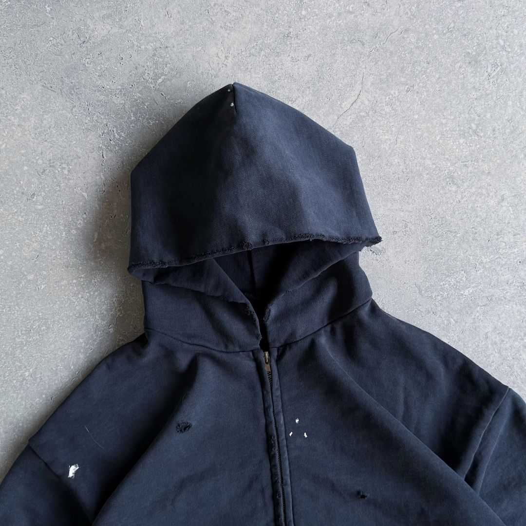 SOLVA "Atelier Destroy" Hand-Drawing Washed Zip Hoodie (Navy) - Image 4
