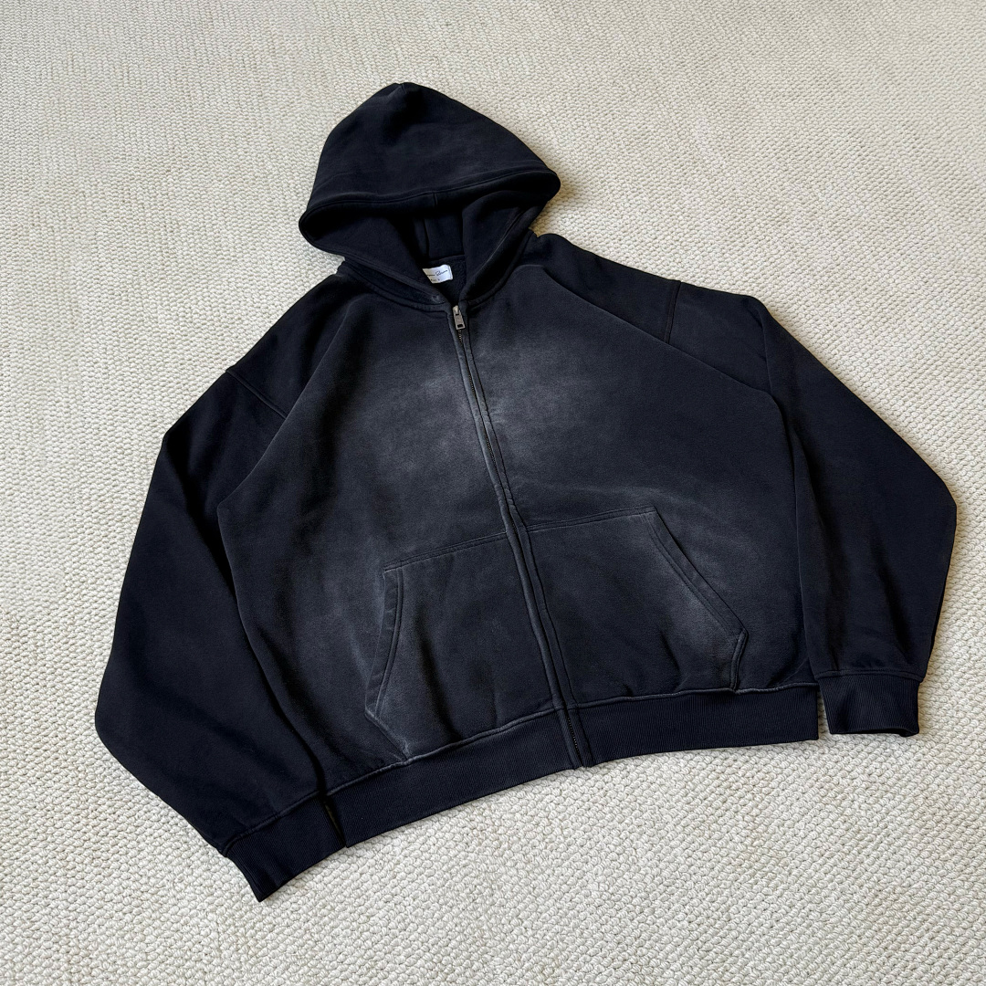 Dragon Union Dragonunion Dirty Fit Zip Hoodie (Black) - Image 8