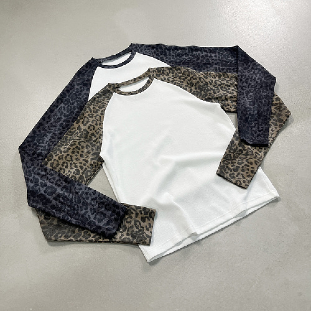Unbranded 205GSM Brown Leopard Print Long-Sleeve Slim-Fit Cropped Top - Image 6