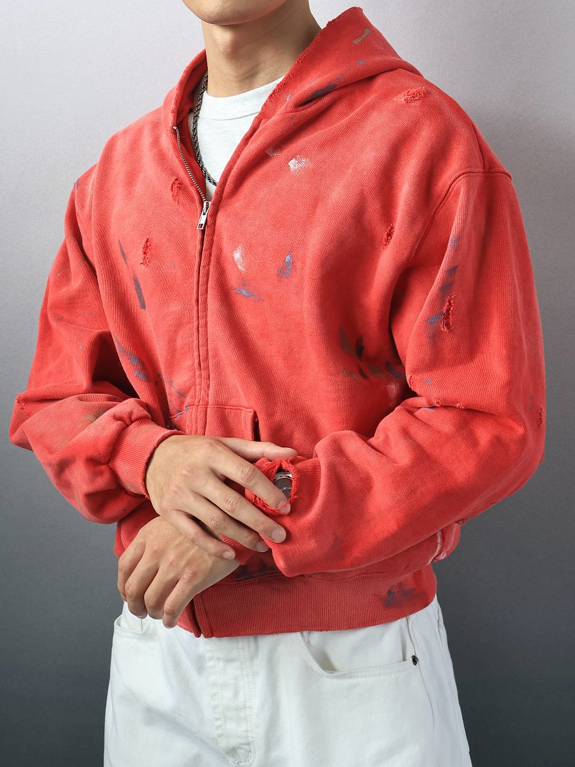 SOLVA "Atelier Destroy" Hand-Drawing Washed Zip Hoodie - Image 10