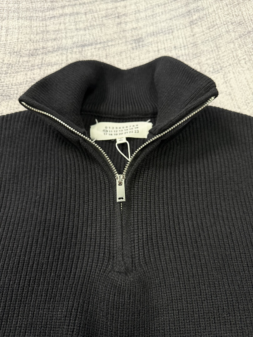 Maison Margiela Martin Margiela Black Wool Trucker Zip Sweater - Image 11
