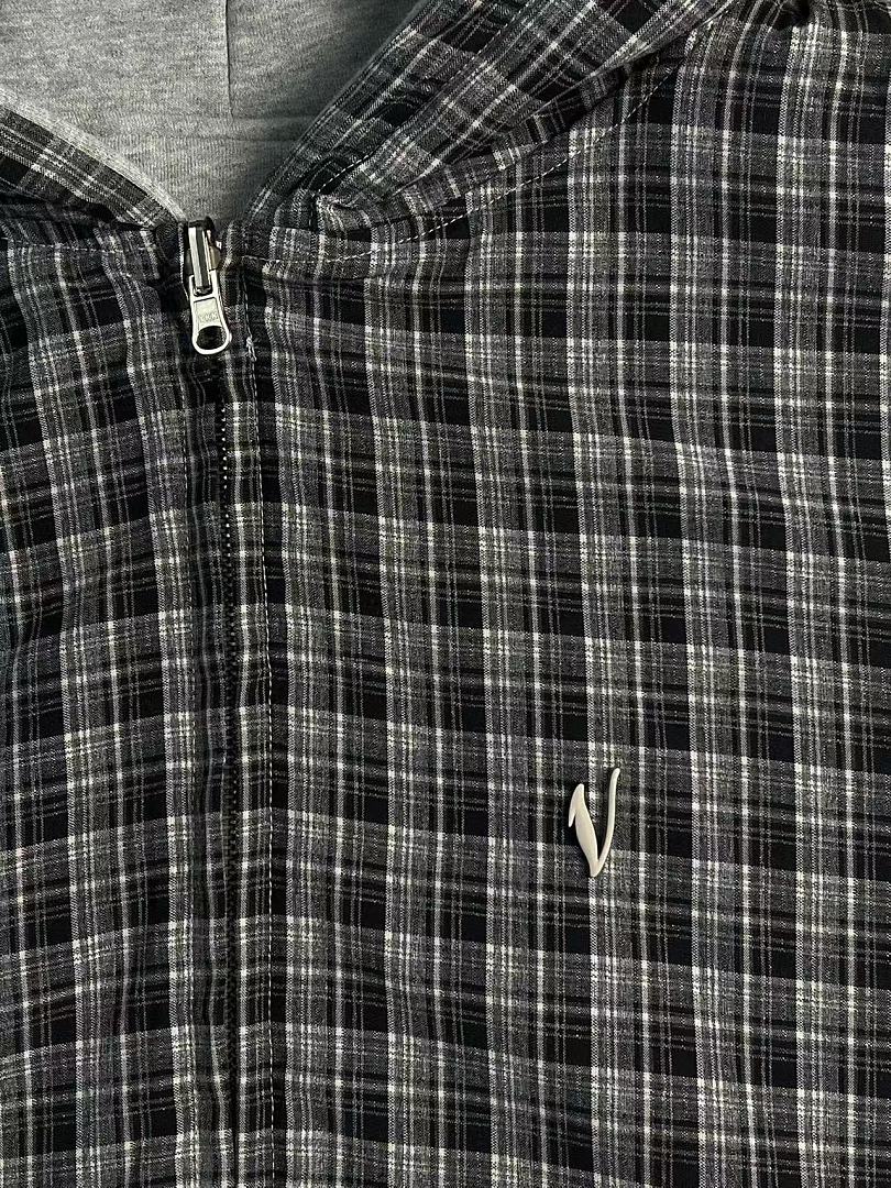 VRROCK VRK Reversible Plaid Zip-Hoodie V2 (Dark Grey/Charcoal) - Image 5