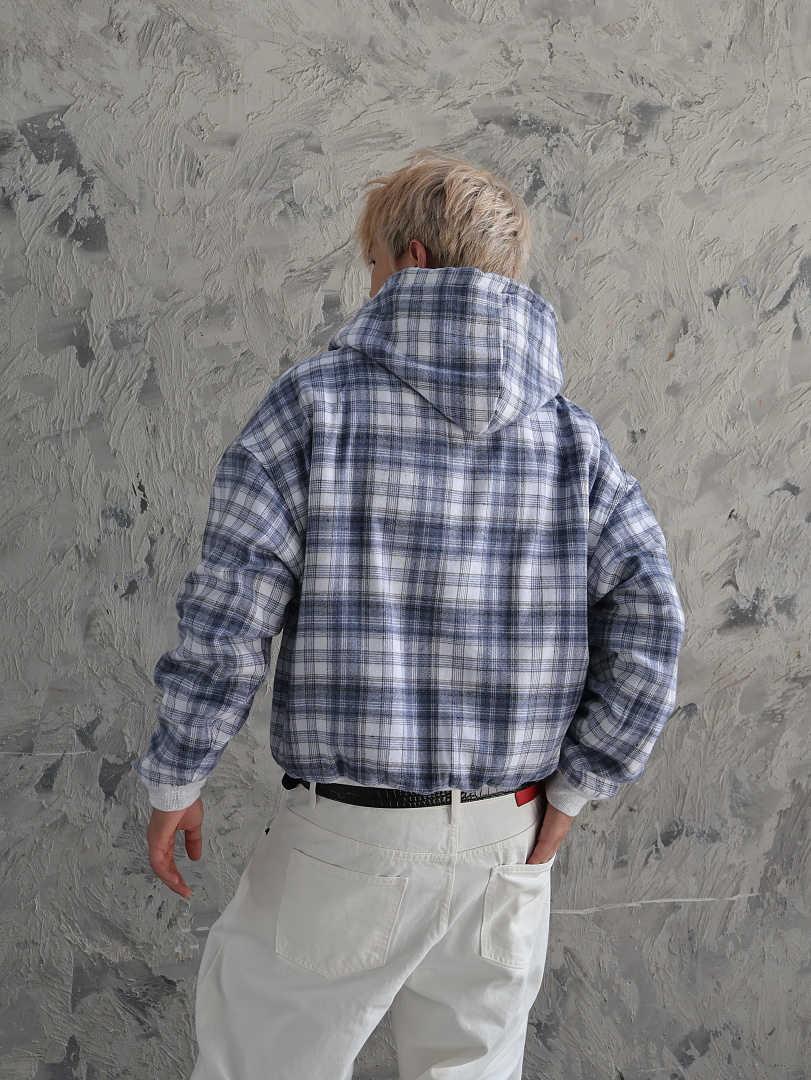 VRROCK VRK Reversible Plaid Zip-Hoodie V2 (Light Grey/Blue) - Image 3