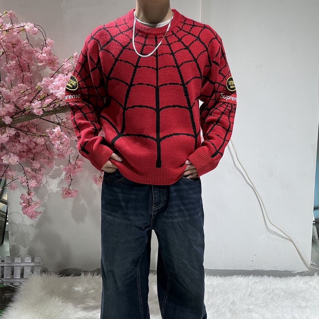 Supreme Spiderman Knit Sweater (Red) - Image 7