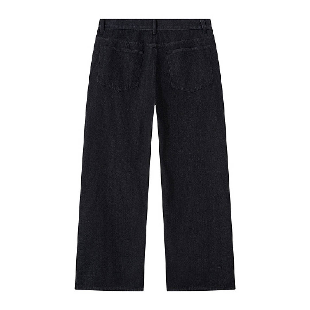 Unbranded Black Multi-Button Wide-Leg Jeans - Image 3