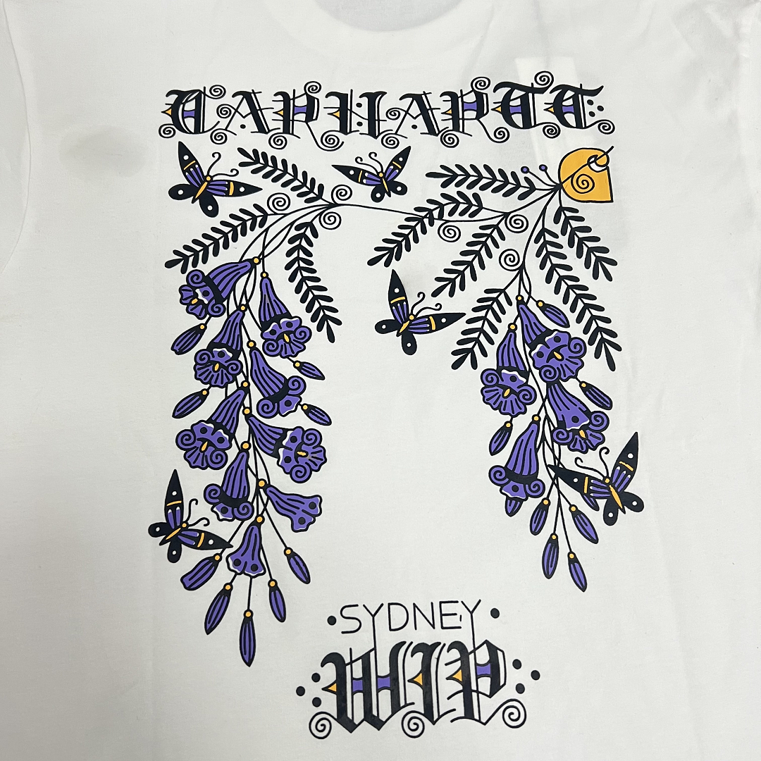 Carhartt WIP T-Shirt With A Floral And Butterfly Graphic Print On The Back - Image 8
