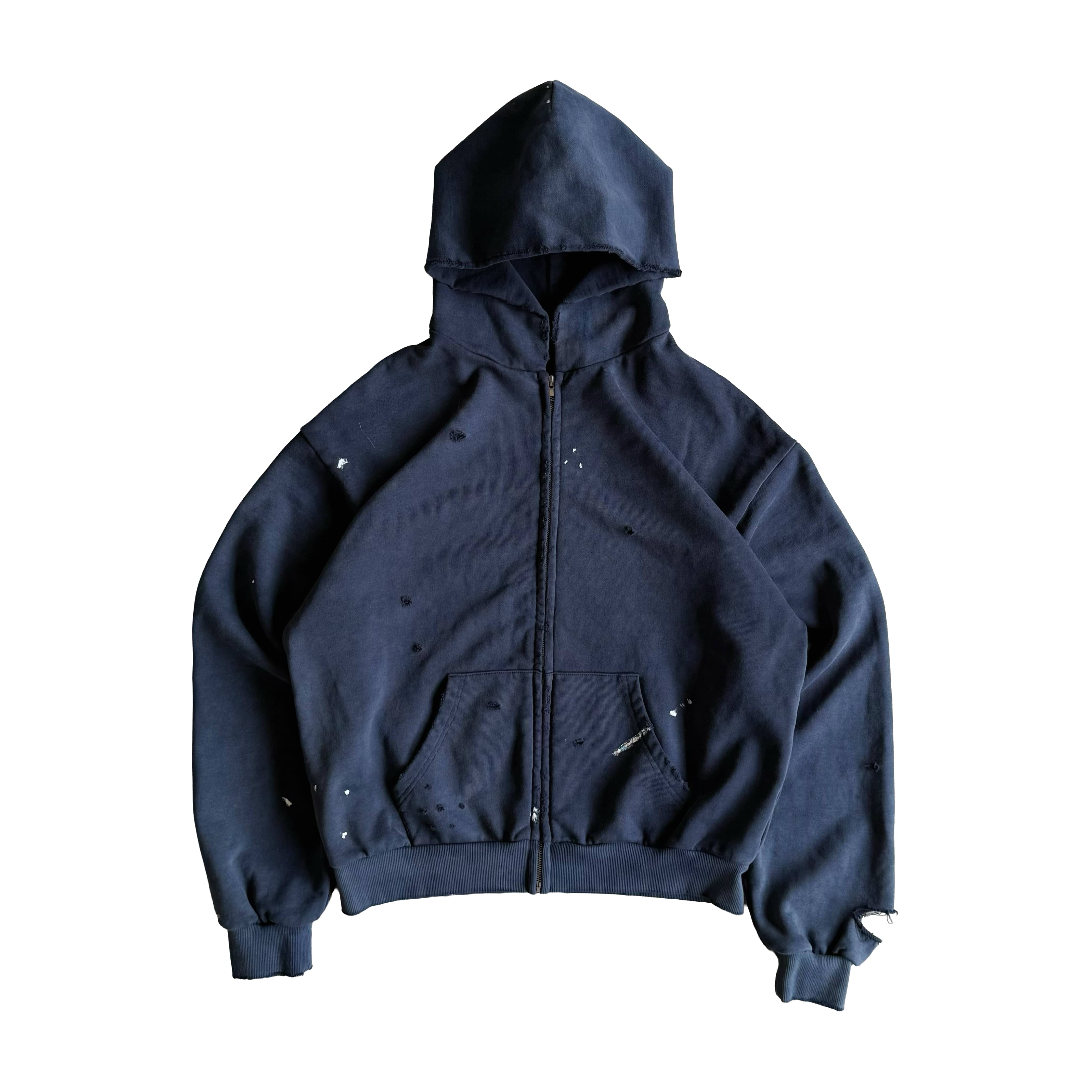 SOLVA "Atelier Destroy" Hand-Drawing Washed Zip Hoodie (Navy) - Image 10