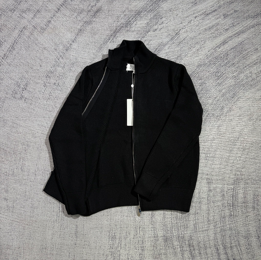 Maison Margiela Martin Margiela Black Wool Trucker Zip Sweater - Image 10