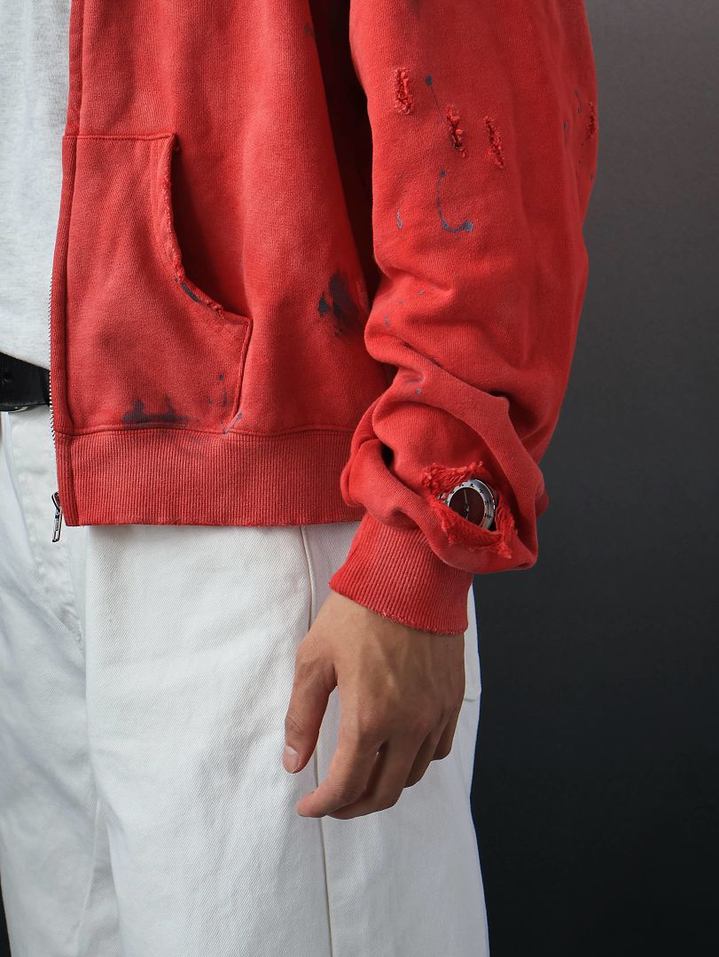 SOLVA "Atelier Destroy" Hand-Drawing Washed Zip Hoodie - Image 9